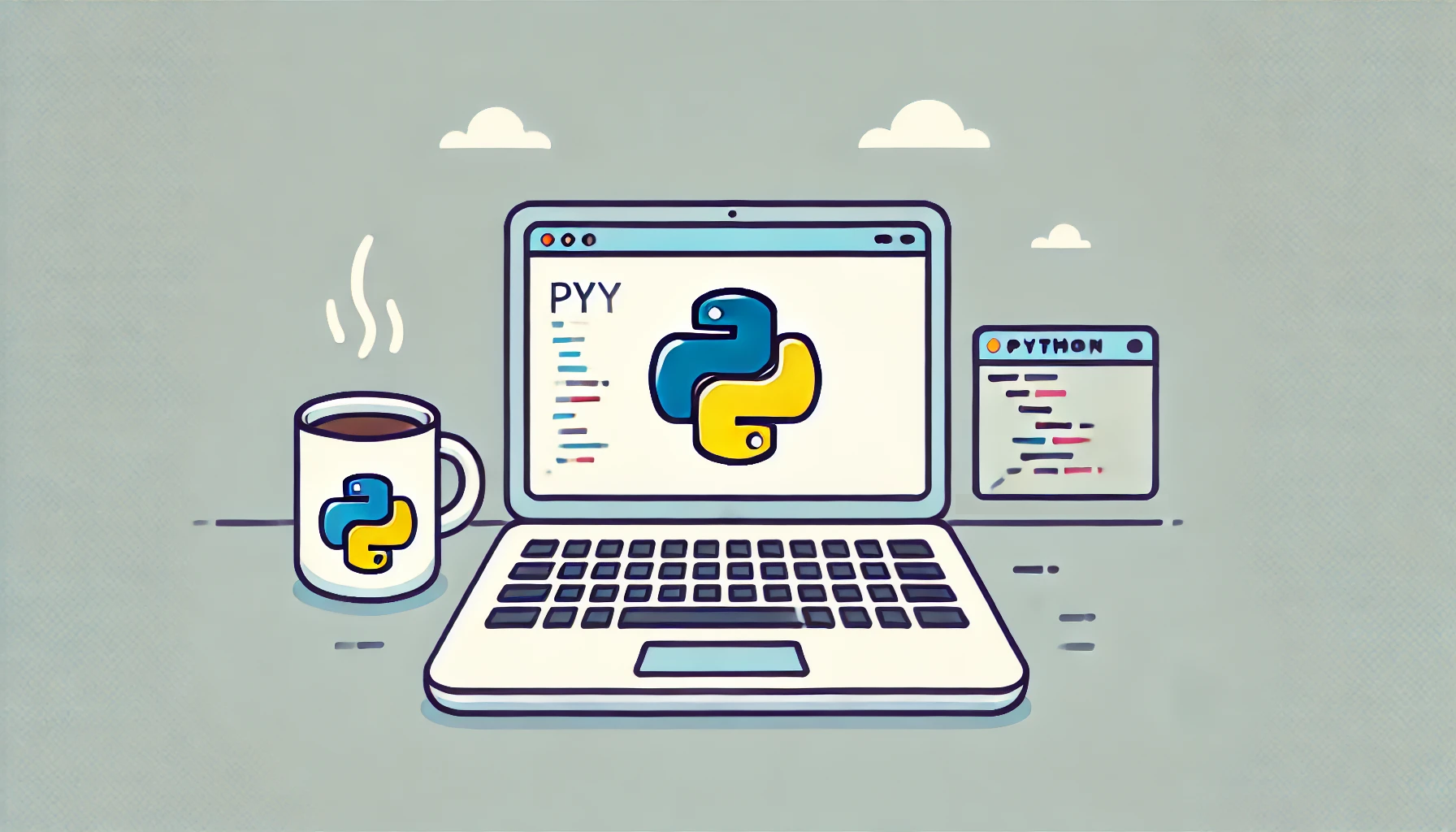 DALL·E 2024-08-05 13.39.44 - A very simple and clean horizontal image in a clip art style for a website section about programming basics. The image should feature a minimalist des